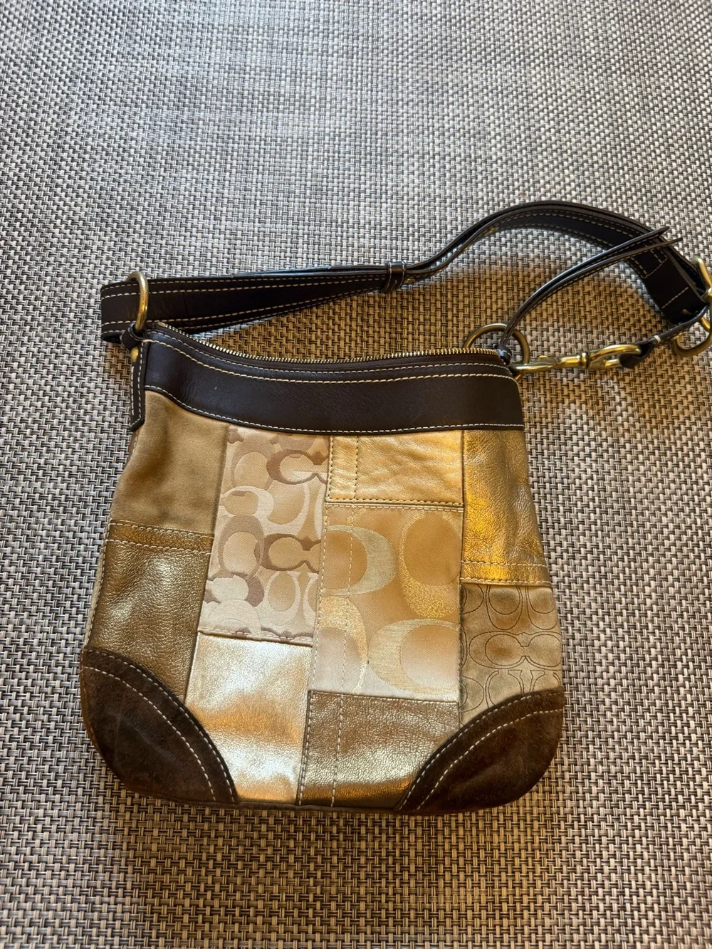 Coach Patchwork Hobo Bag in Brown and Tan USED